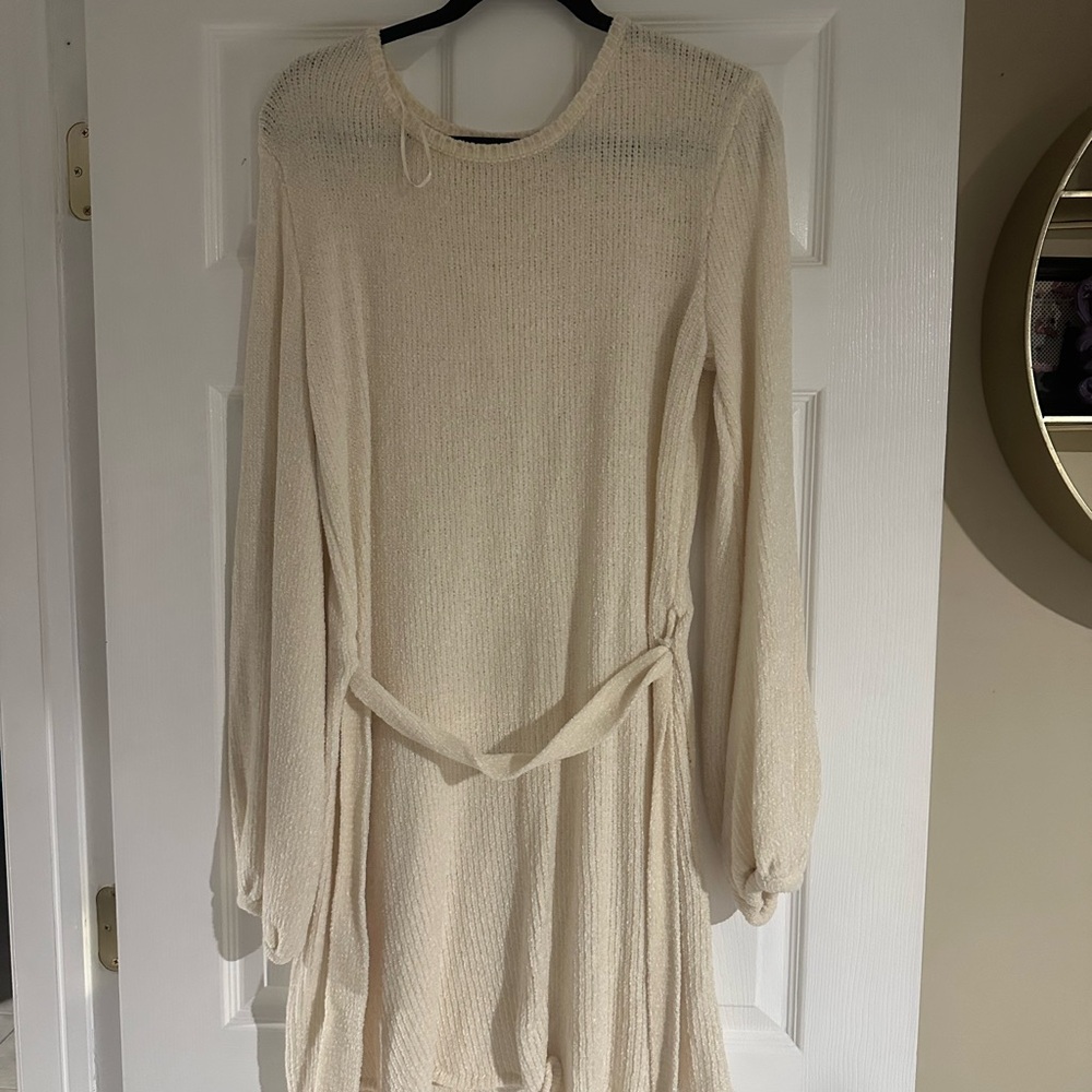 FAVLUX Cream Long Sleeve Knit Dress